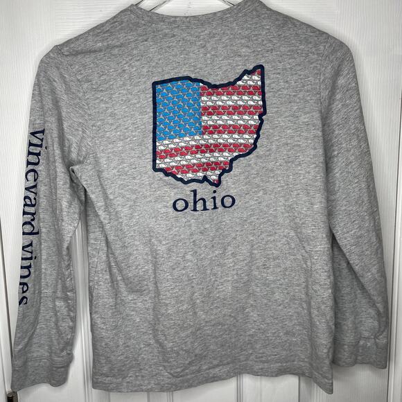 Vineyard Vines Kids Long-Sleeve Ohio State Icon T-Shirt Kids Boys Gray Sz Medium - Picture 2 of 9